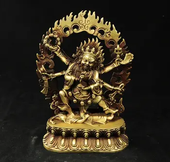 

Pure buddhism brass 6 arms Mahakala Vajra King Kong Exorcism god buddha statue Garden Decoration 100% real Brass