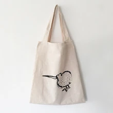 Двухсторонняя сумка для покупок с принтом в виде птицы, Корейская вместительная экологический холст, сумка-тоут, наплечная школьная сумка, Повседневная модная