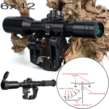 

SVD 6X42D Hunting Riflescope Red Illuminated Glass Etched Reticle POS-1 Sight Tactical Scopees Mount Fits SKS Tigr Romak-3