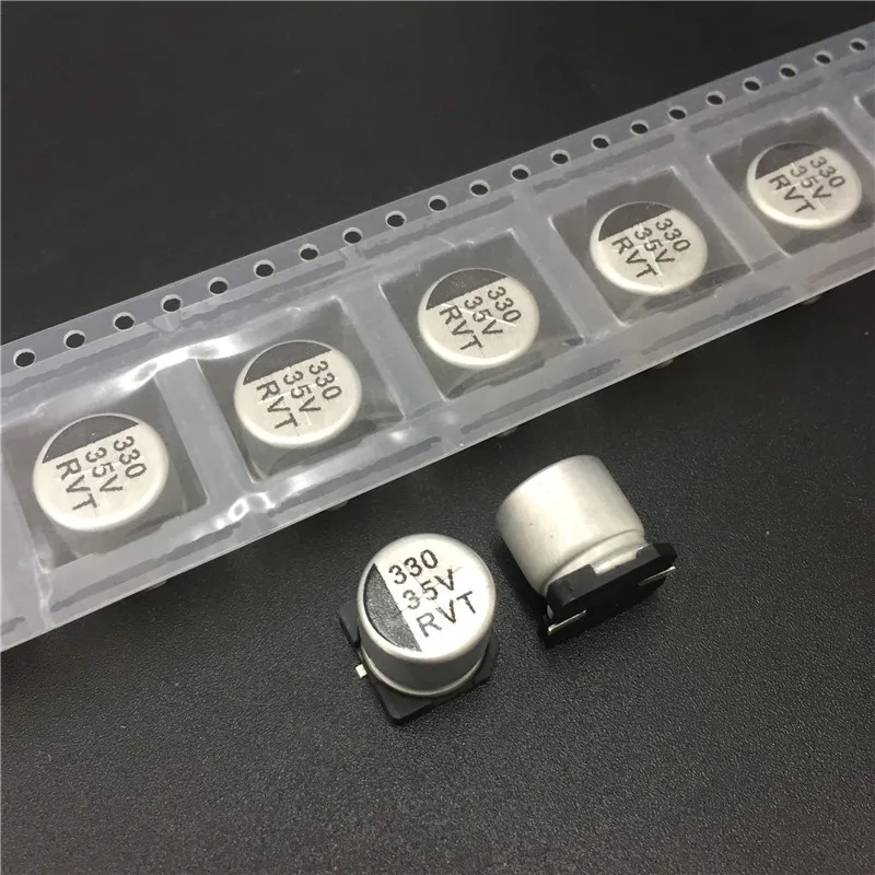 

10pcs 330uF 35V TaiWan RVT series 10x10.2mm 35V330uF Chip type SMD Audio Electrolytic Capacitor