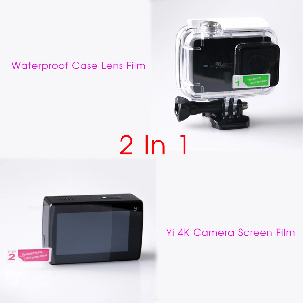 

2 in 1 LCD Screen Protector for Xiaomi Yi 4K Camera Accessories Waterproof Housing Case Lens Protective Film for Xiaomi Yi 2 II