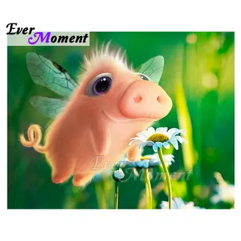 

Ever Moment Diamond Painting Handmade Full Square Drill Small Pig Flower 5D DIY Rhinestone Hobby Art Diamond Embroidery 3F1235
