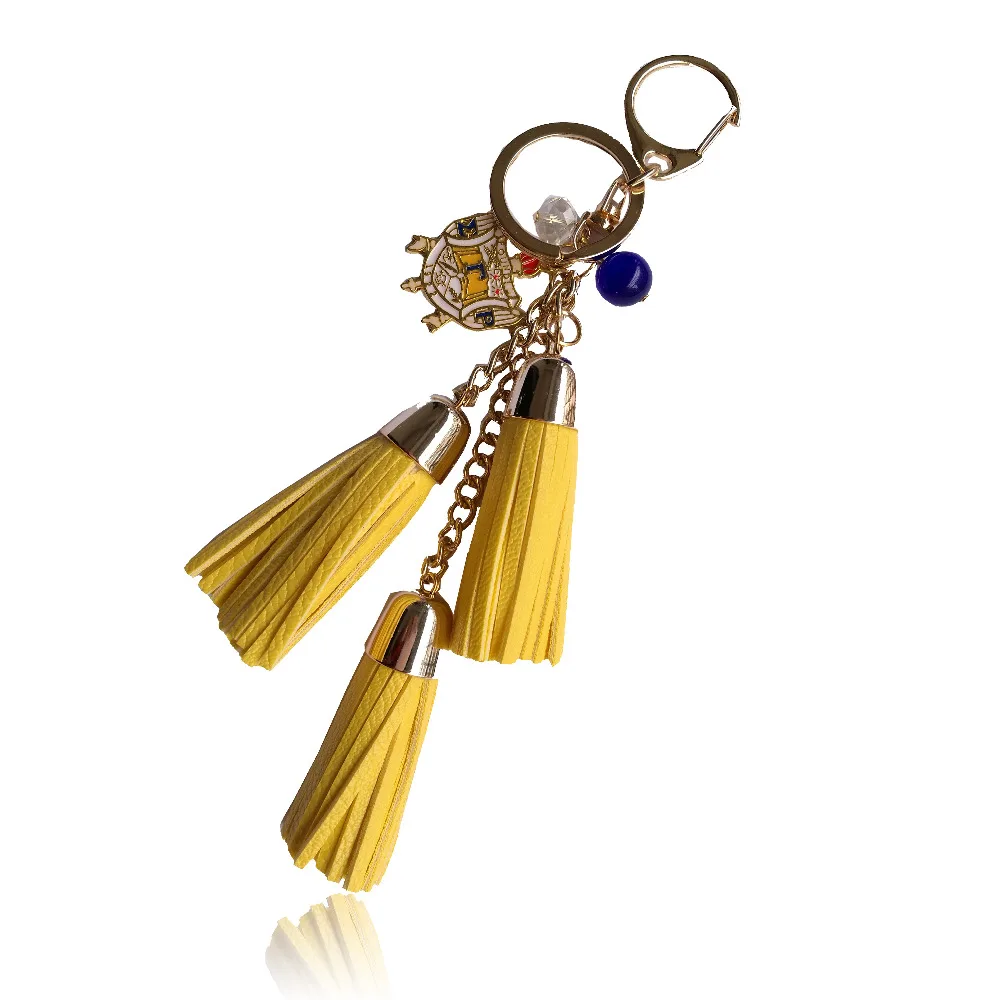 Fashion casual PU leather tassels women keychain bag pendant Sigma Gamma Rho Sorority tassel car