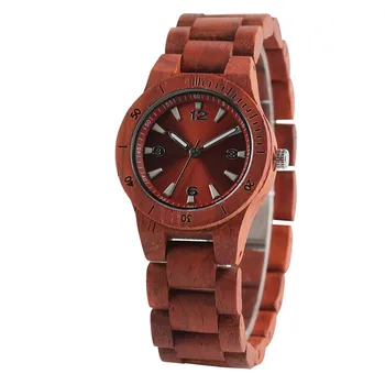 Elegant Small Diall Lady Wrist Watch Red/Black Full Wooden Women's Bracelet Watches Wood Band Ladies Bangle Clock Gifts analog wooden watch ladies full wood women s wristwatch creative female clock wrist bangle watches relogios femininos de pulso