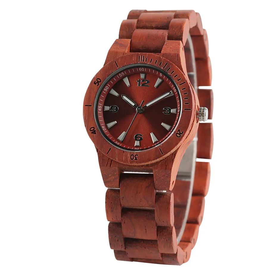 

Women Bracelet Watches Red/Black Full Wooden Casual Business Wooden Quartz Watch Wood Band Ladies Bangle Clock Gifts