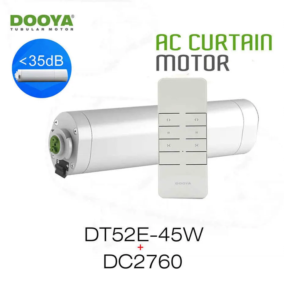 Dooya Home-Automation Open/Close Electric Curtain Motor DT52E 45W+DC2760 2 Channel Emitter WIFI Control by Broadlink Rm pro dooya super silent curtain rails system dt52e 75w 5m or less track dc2760 rf433 remote controller work with broadlink rm pro