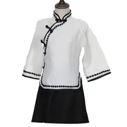 Китай 1930 S для маленьких девочек школьная Униформа костюм дети Этап одежда для представлений Карнавальная одежда Винтаж Стиль Выпускной