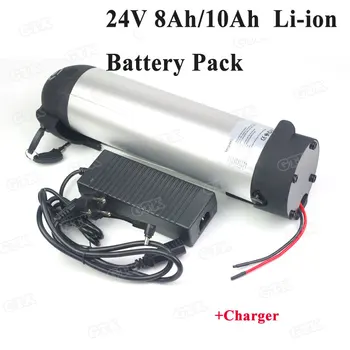 

Black silver Water bottle Battery 24v 8Ah 10Ah lithium li-ion battery rechargeable for electric mountain bikes with BMS+Charger