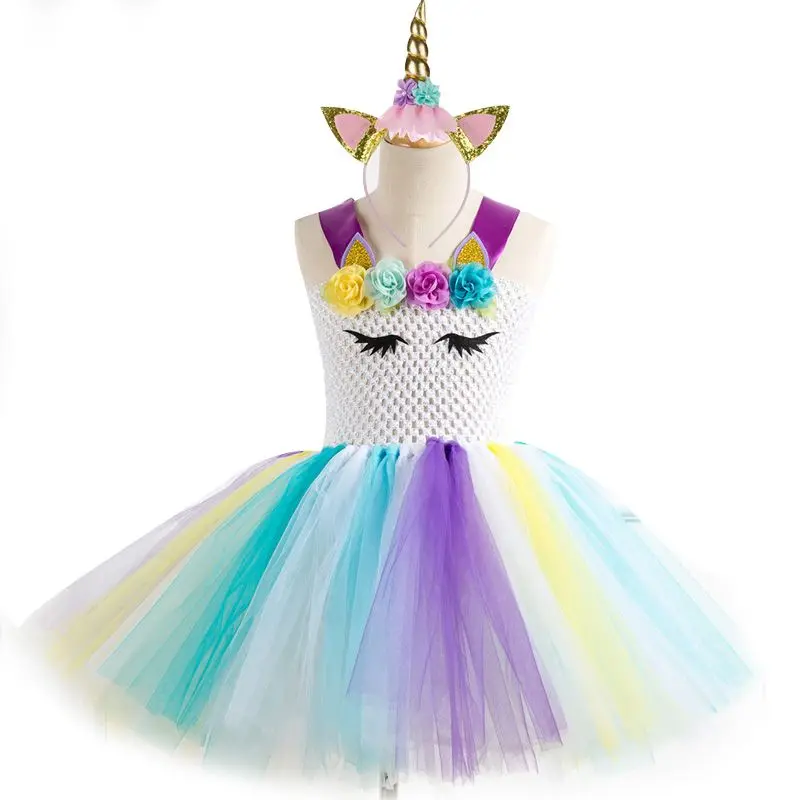 

Floral Kids Dresses For Girls Easter Unicorn Party Princess Dress Girls Dress Unicornio Carnival Costume Kid Unicorn Dresses