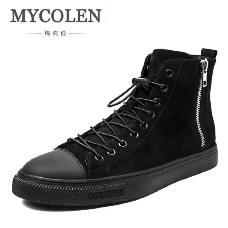 MYCOLEN/; обувь из натуральной кожи с высоким берцем; мужская кожаная обувь; мужские повседневные сапоги; зимние мужские ботильоны