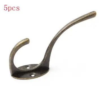 

5PCS Cloth Hook Hangers Vintage Bronze Wall Hook Rustic Key Coat Bag Hat Hanger Bathroom Hooks Robe Hooks For Home Bathroom
