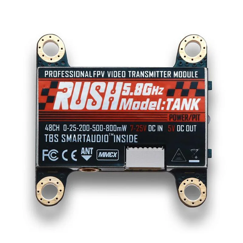 

Professional FPV Video Transmitter Module RUSH TANK PIT/25/200/500/800mW 48 Frequency Point for Racing Wireless AV Transmission