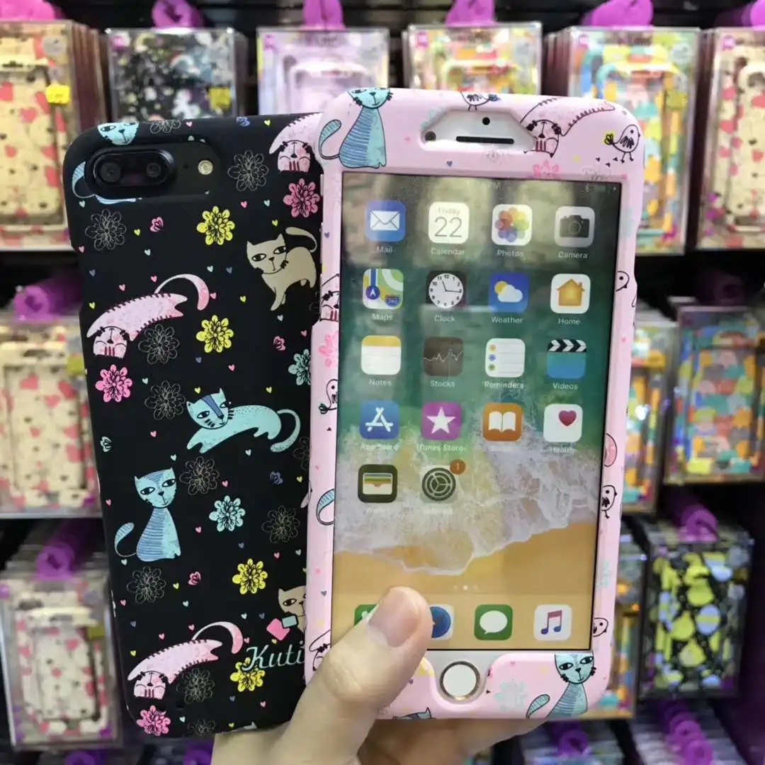 

For iphone X Cartoon Owl 360 full body front back protect cover For iPhone 6 6splus 7plus 8plus 360 Degree Full Protection cover