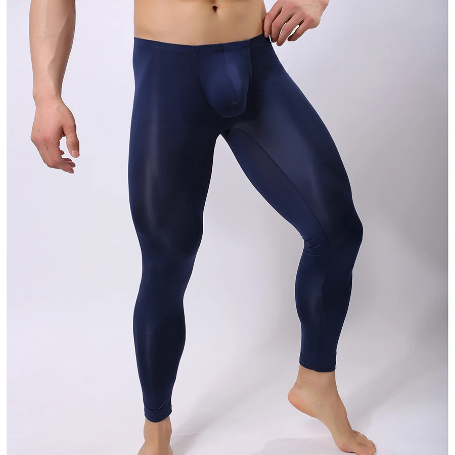 Comprar Ropa interior de hombre pantalones de pijama de seda transparente hielo Sexy para hombre pantalones de salón de malla transparente Sexy Gay ropa de dormir