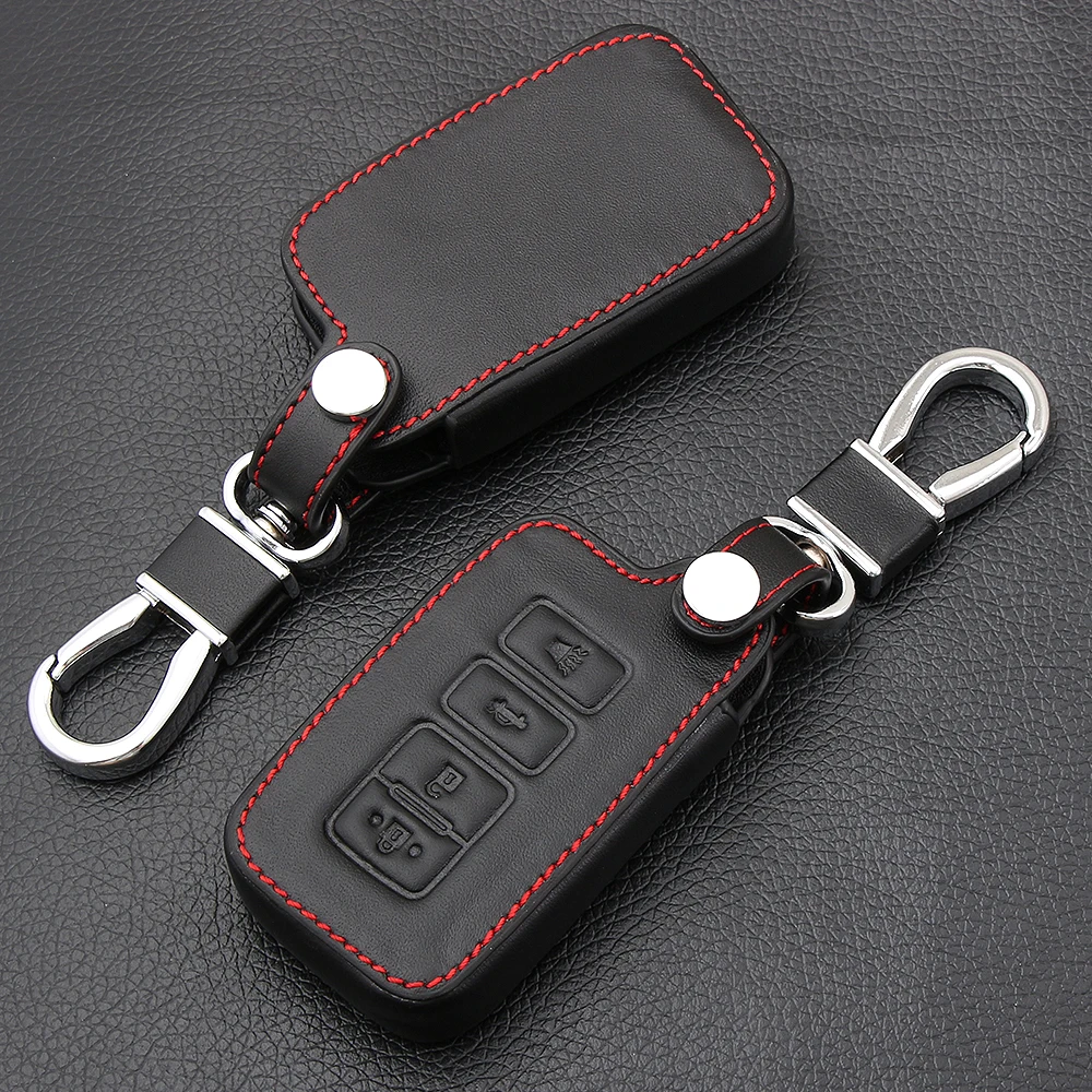 

4Buttons Genuine Leather Fob Case Cover Holder For Toyota Camry RAV4 Remote Smart Key