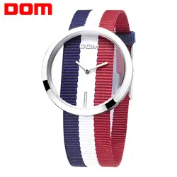 Женские часы dom марка роскошные мода повседневная кварц уникальный стильный полые скелет часы кожа леди спорта наручные часы 205l