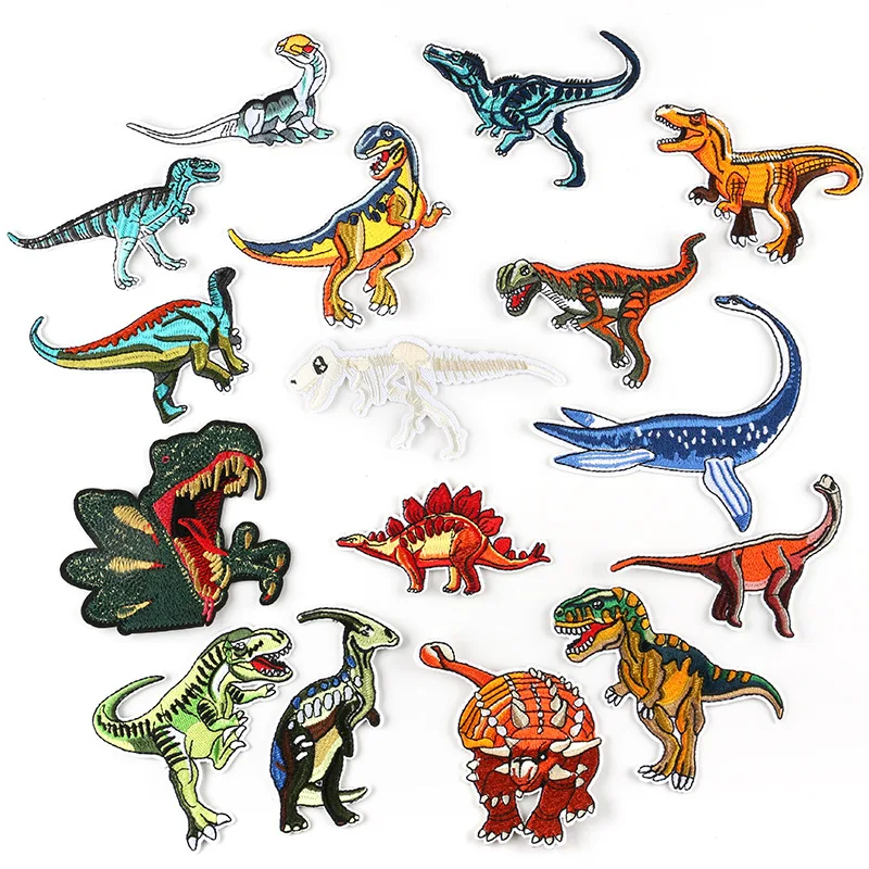 

Jurassic dinosaur Iron-On Patches For Clothing Embroidery Stripe On Clothes Cute DIY Sequin Applique Badge