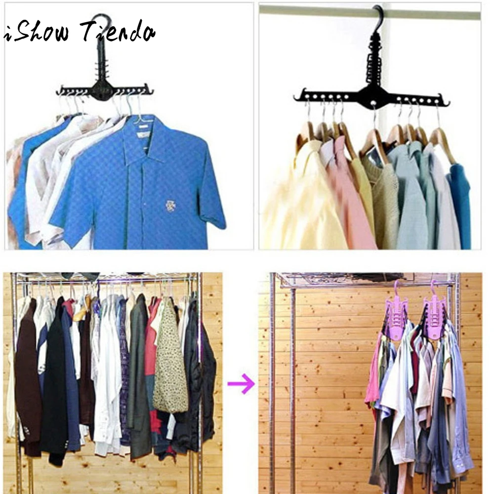 4 Colors Foldable Storage Closet Racks Dual Hanger Clothes Folding