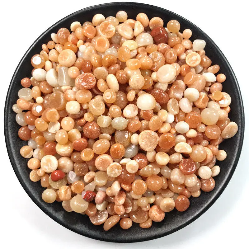 

50g Natural Red Aventurine Crystal Gravel Semicircle Round Stone Garden Decor Natural Stones and Minerals