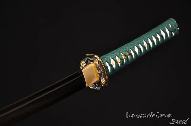 В продаже низкая цена 1095 глина закаленная катана ручной работы меч фантазии Полный Тан Зеленый ножны острота для резки