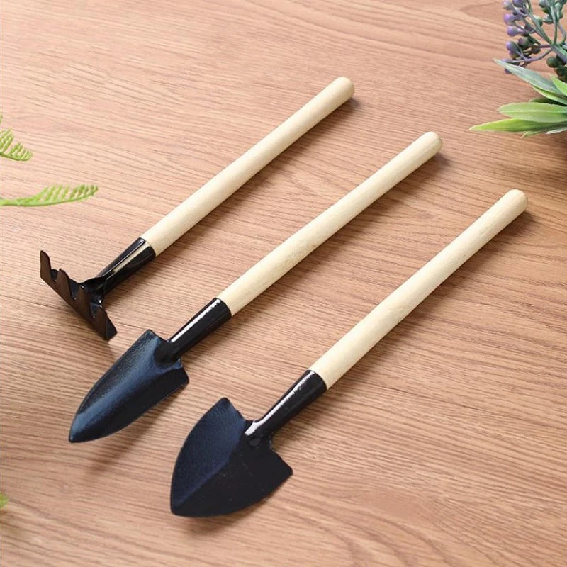 3pcs Gardening Mini Tools Set Bonsai Flower Succulent Potted Digging Suits Small Shovel Rake Hoe Seedling Planting Garden Gadget