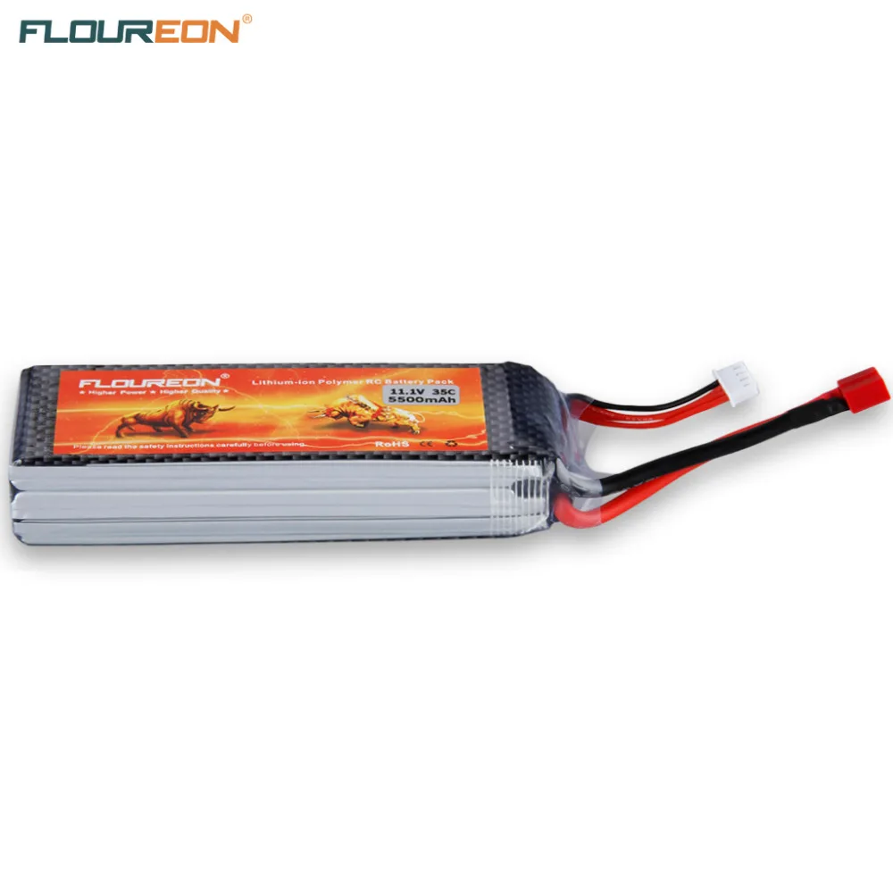 FLOUREON 11,1 V 5500mAh 35C Lipo 3S RC вертолет батарея Dean T Разъем для RC управления игрушки перезаряжаемые литий-полимерные батареи