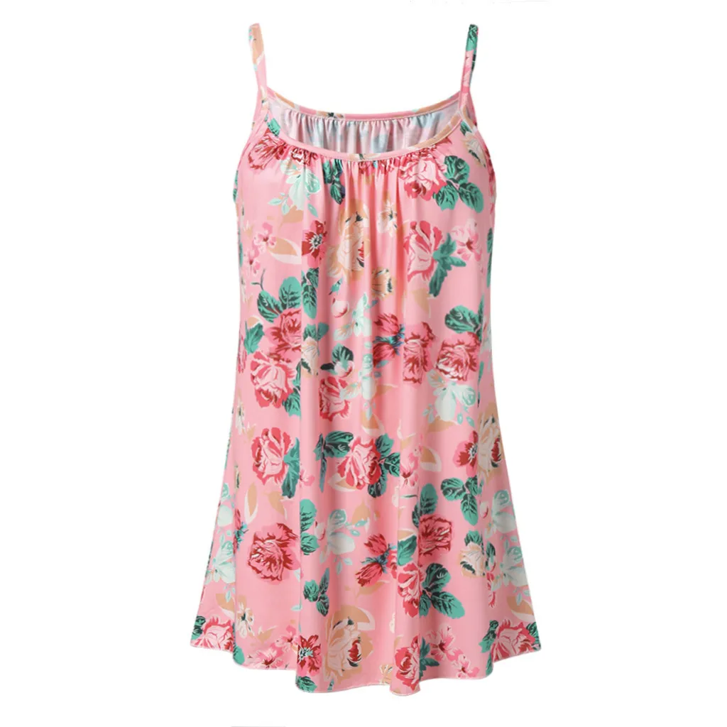 

Plus Size 6XL Summer Tank Top Women Streetwear Floral Print Sleeveless Tank Tops Festival Spaghetti Strap Top Women Clothes 2019