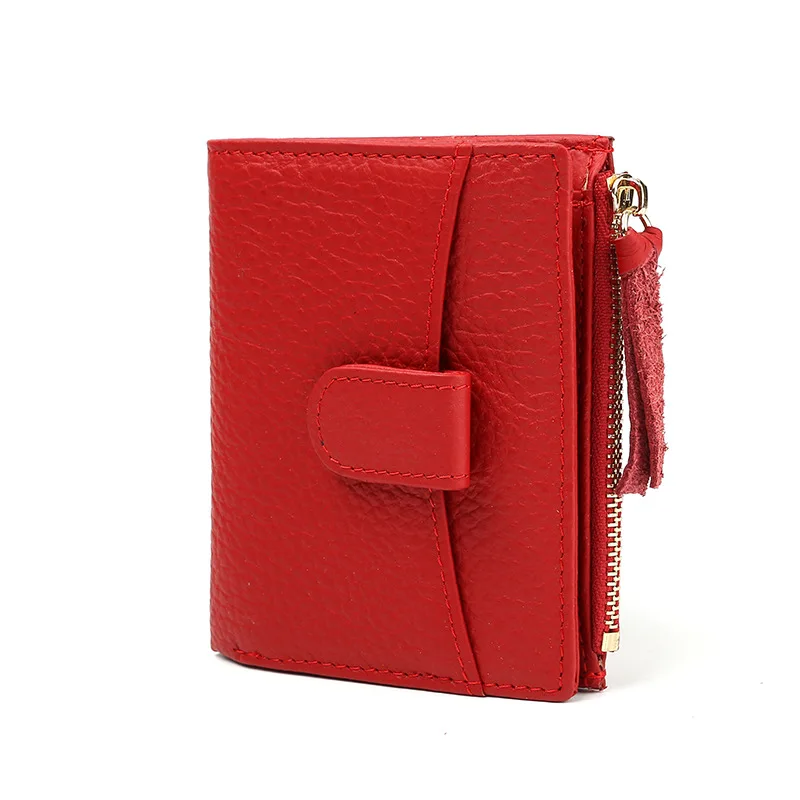 

2017 Fashion Two Fold Short Top Layer Leather Wallet And Purse Multi-functional Ladies Button Money Business Card Holder