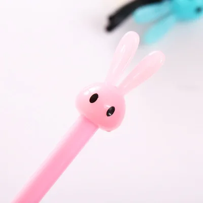 1 шт., милая пластиковая мультипликационная гелевая ручка Kawaii с изображением кролика, милая нейтральная ручка для детей, подарок, корейские канцелярские принадлежности, школьные принадлежности - Цвет: Розовый