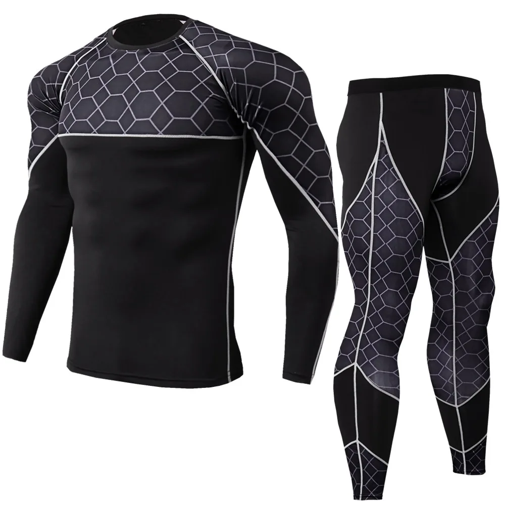 

Breathable Quick Dry Long T- Shirt Jogging Sport Set Gym Fitness Workout Clothing Compression Two Pieces Running Suit