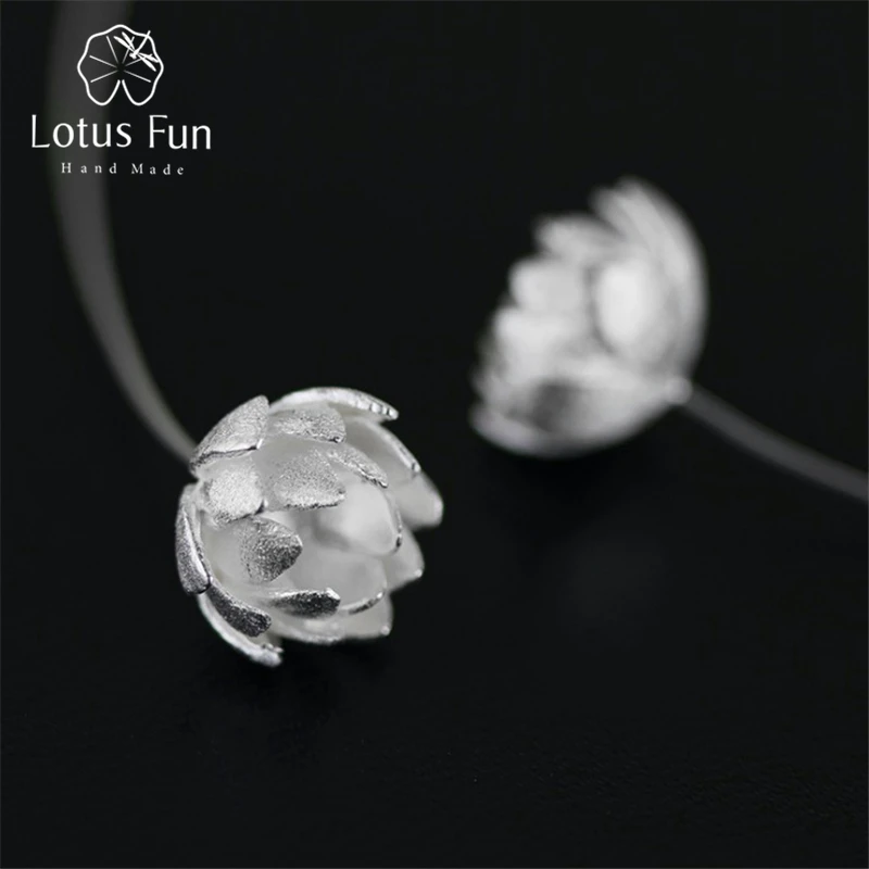 

Lotus Fun Real 925 Sterling Silver Natural Original Handmade Fine Jewelry Lotus Flower Fashion Drop Earrings for Women Brincos