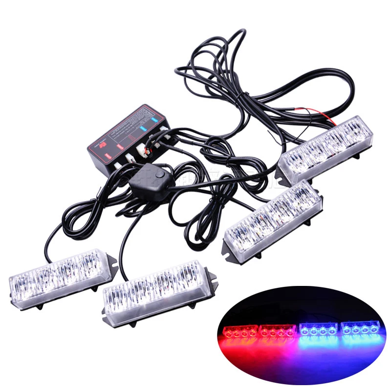 4 in 1 Led car flash light daytime flashing fog light strobe lamp Grill