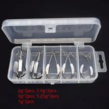 10 шт./лот колючая свинцовый офсетный рыболовный крючок 2 г/2,5 г/3 г/5,25 г/7 г мягкие приманки Крючки с коробкой