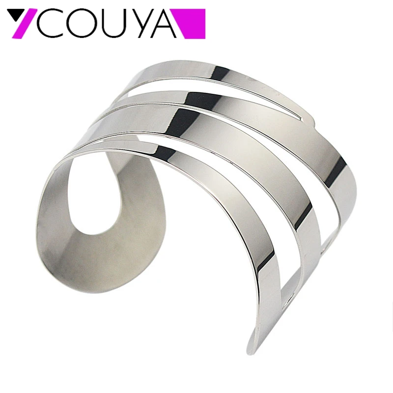 

COUYA 2017 Stainless Steel Bangles Bracelets shiny women cuff bangles fashion bracelet 5mm Width Bangles for Women Female