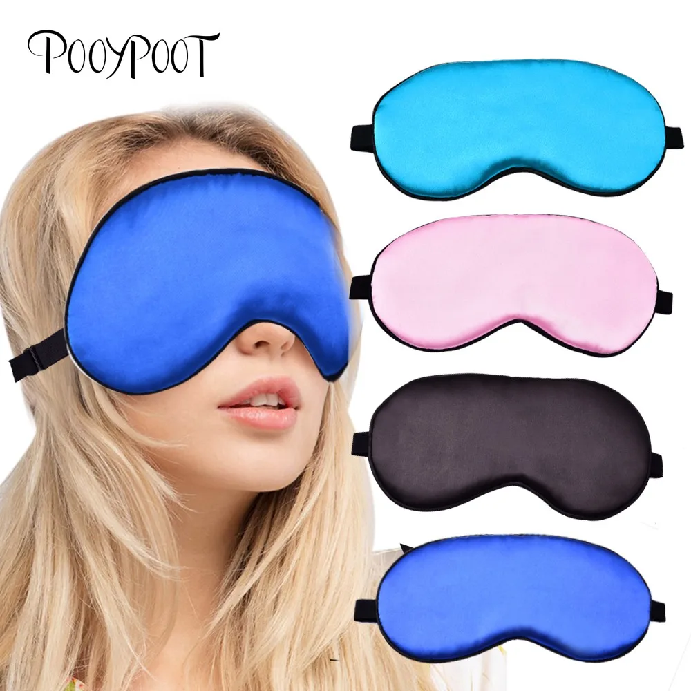 

Pooypoot Sleep Eye Mask Cover Double-Side Pure Silk Shade Eye Patch Soft Portable Blindfold Travel Relax Eyepatch Beauty Tools