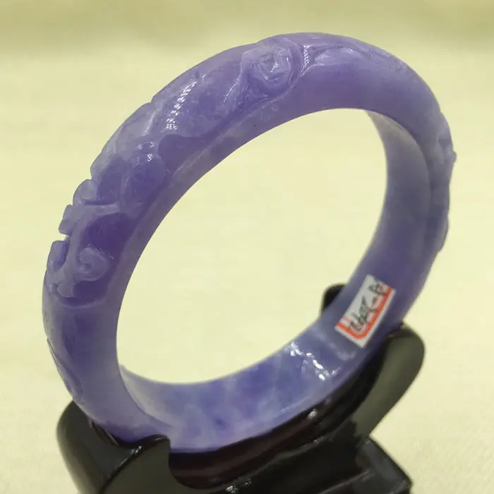 

A-2042 Chinese Hand-carved Lavende Purple Jadeite Jade Gems Bangle Bracelet 64mm 28% 10.13