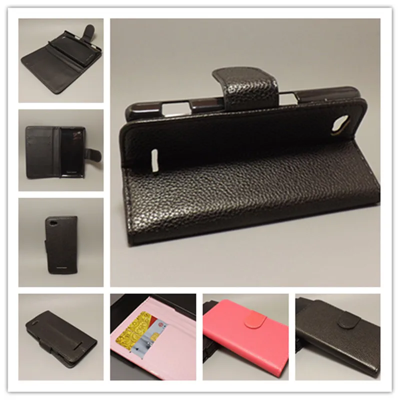 

for Sony Xperia M /Dual/C1905/C1904/C2004/C2005 lizhi leather case cover stand function for with 2 Card Holder and pouch slot