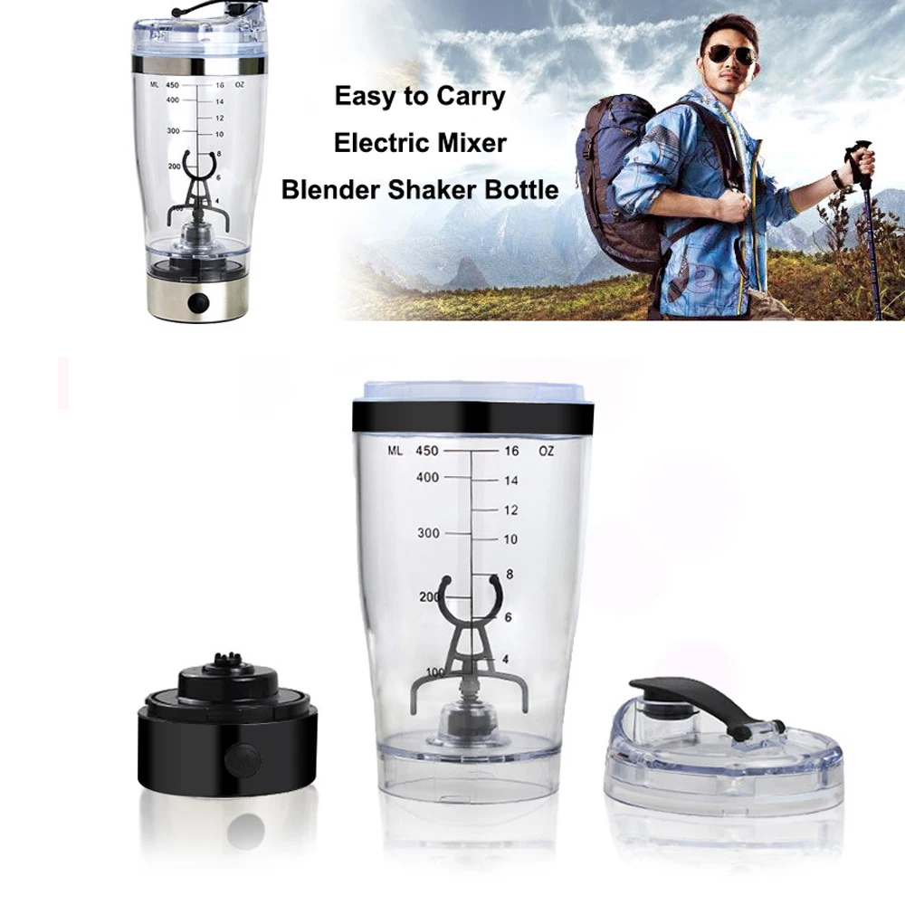 450ml Electric Automation Protein Shaker Blender Leakproof Water Bottle