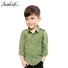 ActhInK/Новая однотонная хлопковая рубашка с карманами для мальчиков старшего возраста, Детская рубашка на пуговицах со звездой, полицейская форма рубашка в английском стиле для мальчиков MC212