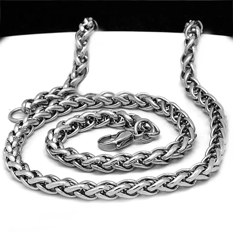 

GOKADIMA fashion men link chain round twisted design necklace wholesale 55cm 5.5mm stainless steel punk WN037