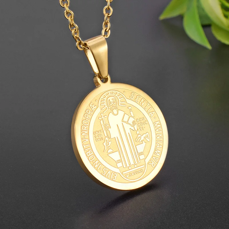 Ожерелья из нержавеющей стали SOITIS с изображением Святого Бенедикта|chain jewelry|jewelry