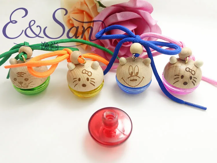 

JKB01-5ML Cartoon Glass Colored Perfume Bottle Lovely Car Hanging Bottle with Wooden Cork 100PCS/LOT