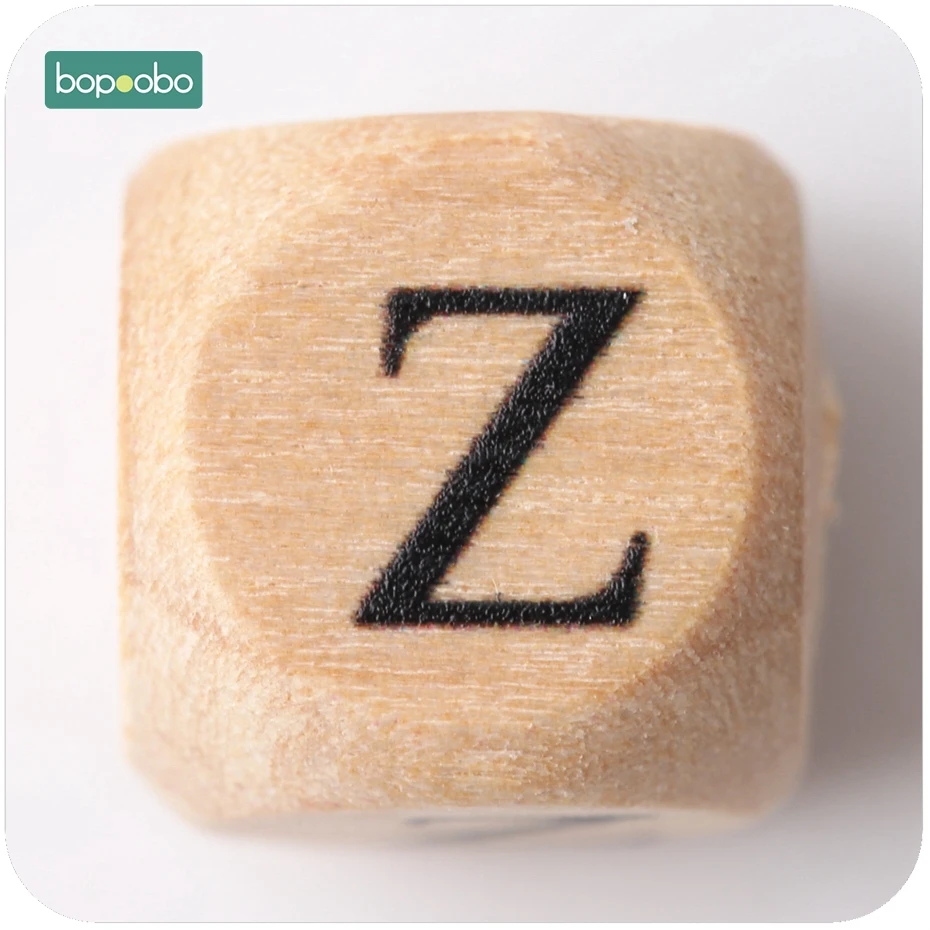 Bopobo новые деревянные клен квадратной формы бусины 12 мм 20 шт жевательные пищевого качества Прорезыватель буквы бусины DIY ремесла сенсорная игрушка для прорезывания зубов