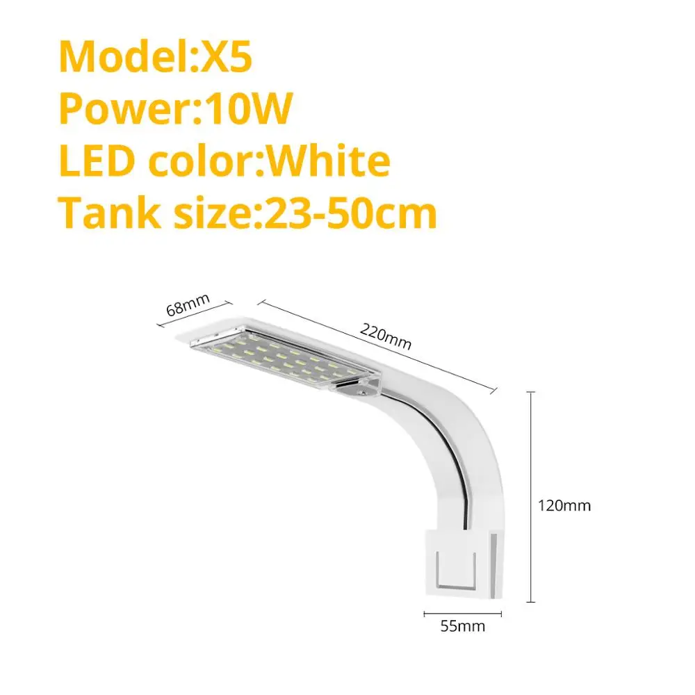 LED Aquarium Fish Tank Light Clip-on 5W/10W/15W LED Plants Grow Lights Aquatic Freshwater Aquarium Lamps Waterproof 220V EU Plug 