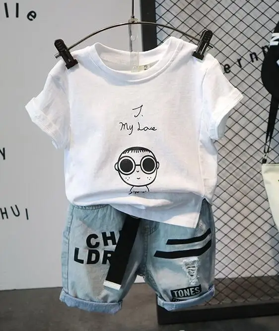 Лидер продаж, одежда для маленьких мальчиков летние комплекты для малышей футболка с рисунком и шорты комплект из 2 предметов для мальчиков, комплект одежды для маленьких мальчиков возрастом от 2 до 6 лет - Цвет: 2pcs set