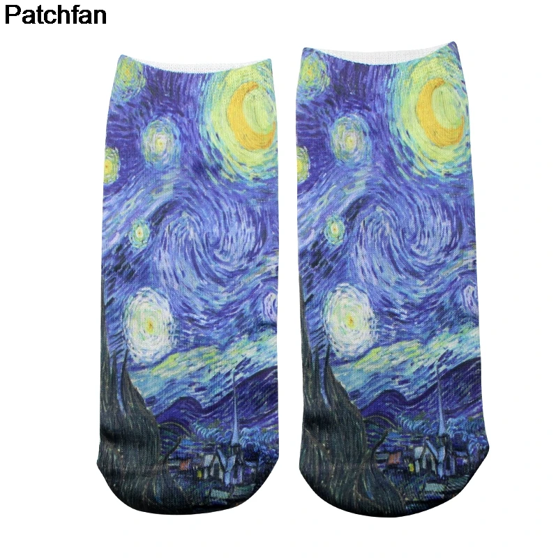 

Patchfan Van gogh starry sky New Arrival Cartoon Anime Printed Women Socks Ankle Socks Kawaii party favor cosplay gifts A1911