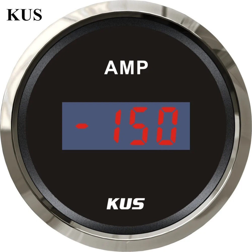 Цифровой амперметр KUS 52 мм +/ 150 а с датчиком силы тока черный циферблат для