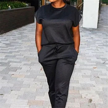 

Sexy Women Summer Beach Holiday Clothes Set 2019 Ladies Short Sleeve Tops T-shirt+Long Trousers 2Pcs Stylish Solid Color Outfits