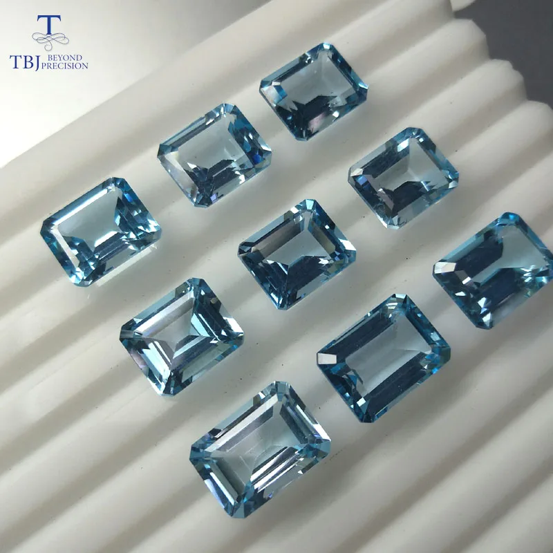 Tbj natural sky topaz oct10*14 ard 9ct for 925 sterling silver jewelry mounting 100% natural sky topaz loose gemstones loose gemstones