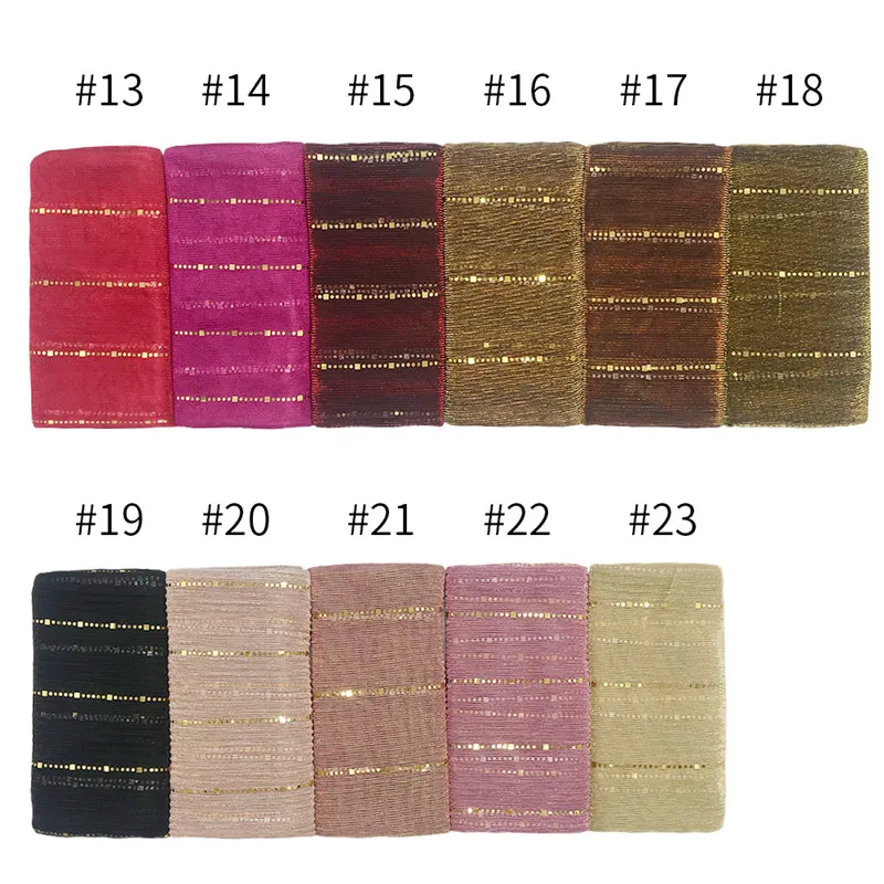 Блеск Блестки плиссированный хиджаб шарф металлический шаль без рисунка модные мусульманские морщинки хиджабы женские шарфы исламские шарфы
